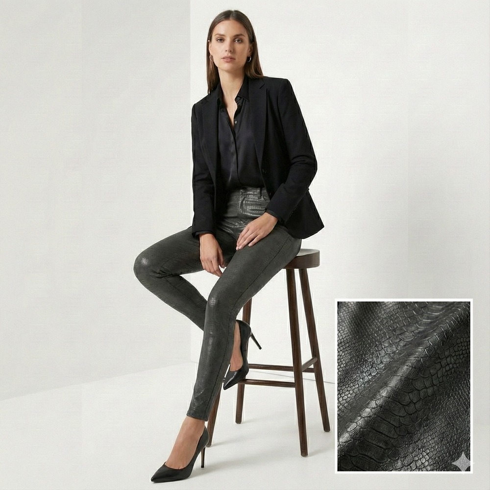NWT Liverpool LA Womens Black Faux Leather Snake‎ Print Skinny Pants 14x32